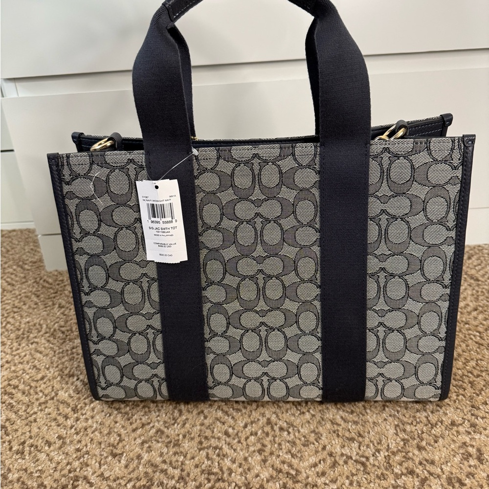 Coach Signature Canvas Tote Navy - Picture 5 of 12